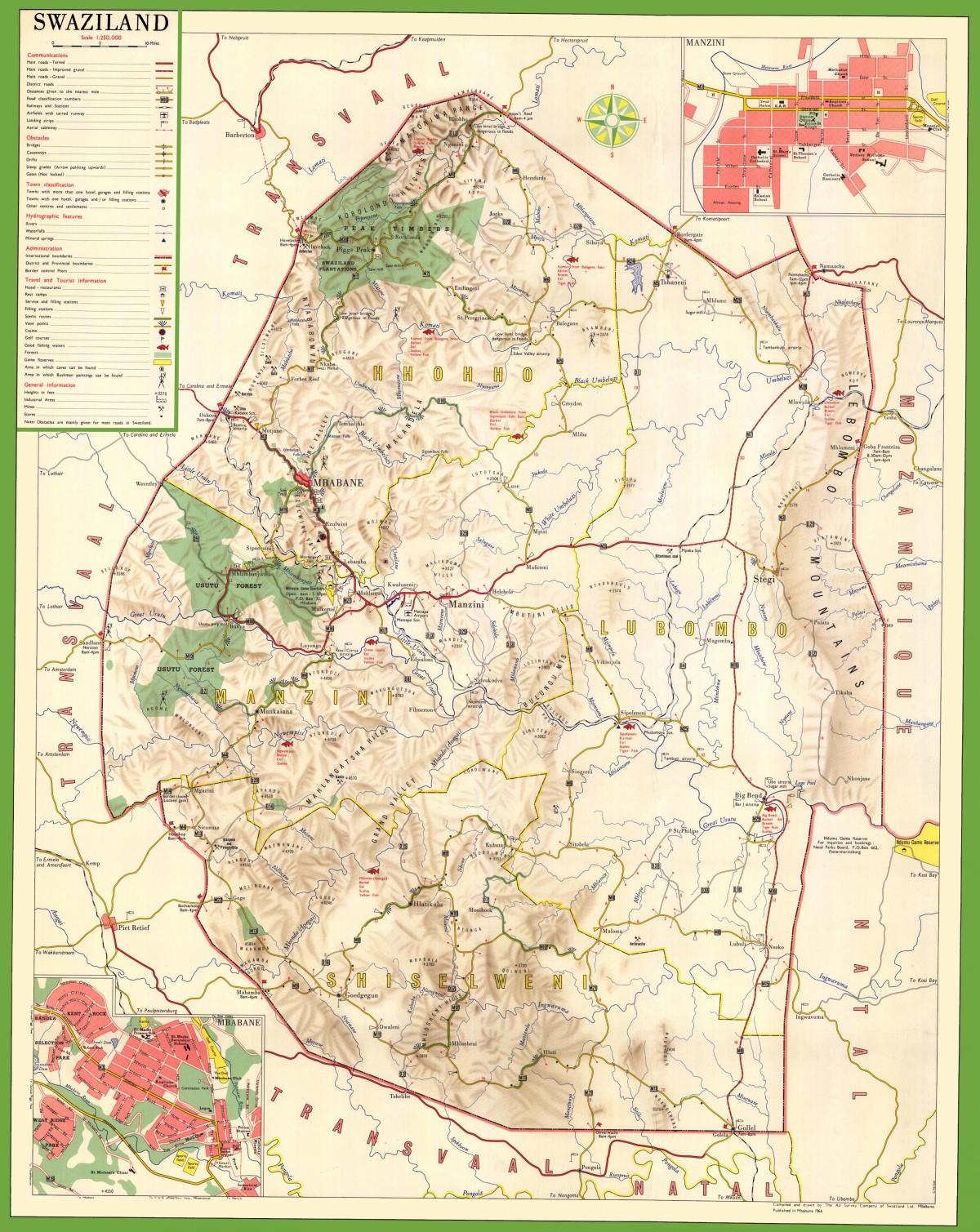 Karte von Swasiland detaillierte